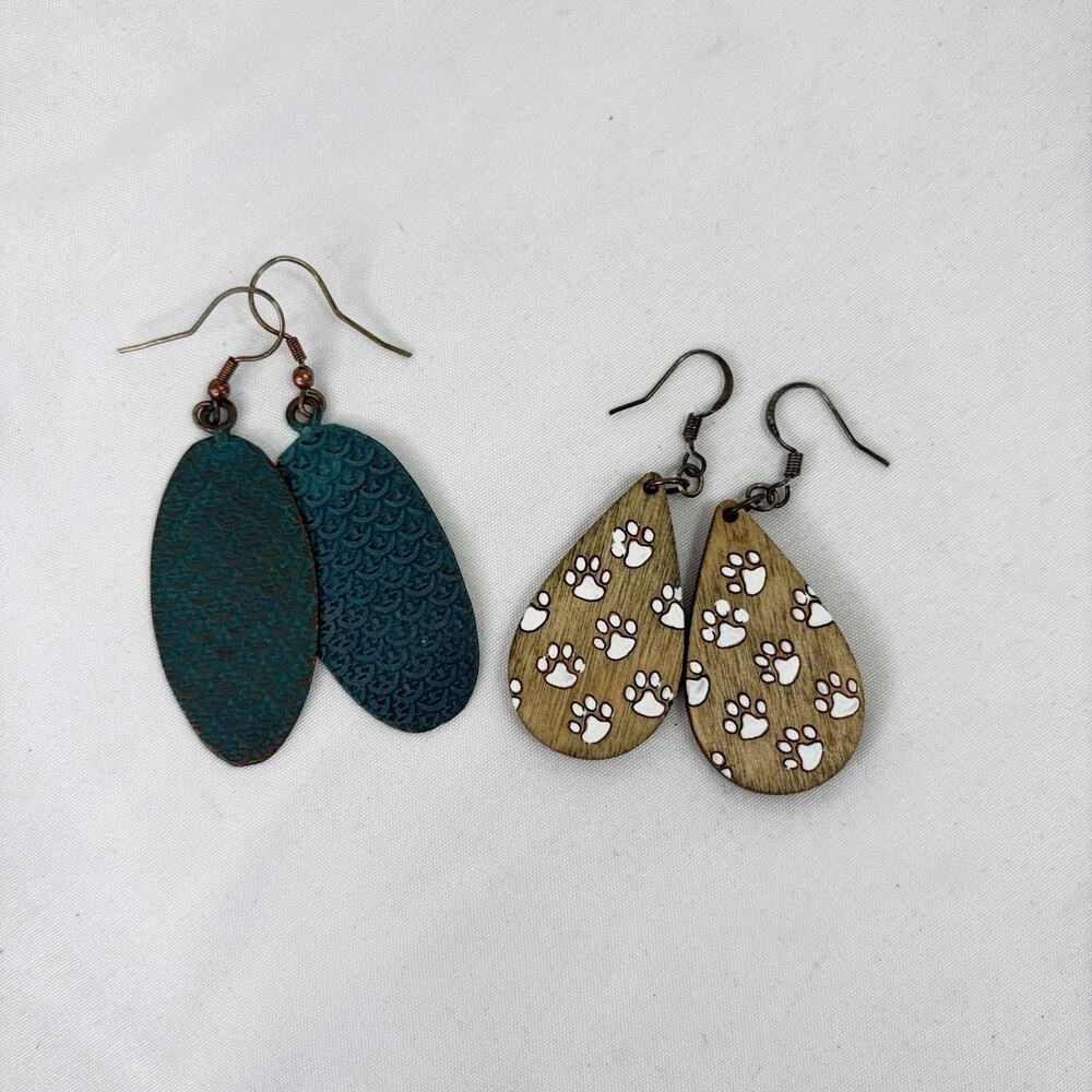 Bundle Of 2 Pair Of Hook Earrings, boho, pets, dog lovers.